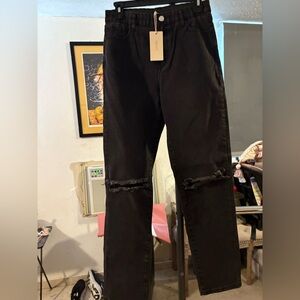 Bundle 3 for $15. NWT Women's Black Distressed Straight Leg Jeans. Size Small.